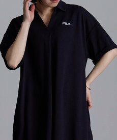 Ranan ＜FILA＞ゆったりフレアーポロワンピース ラナン ワンピース・ドレス その他のワンピース・ドレス ブラック グレー ネイビー パープル カーキ レッド ブルー ベージュ【送料無料】