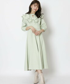 【SALE／50%OFF】WILLSELECTION ボリュームカラーフレアワンピース ウィルセレクション ワンピース・ドレス その他のワンピース・ドレス ベージュ グリーン ブラック【送料無料】