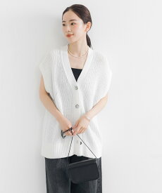 【SALE／20%OFF】URBAN RESEARCH ペーパーヤーンチュニックニットベスト アーバンリサーチ トップス ベスト・ジレ グレー ホワイト【送料無料】
