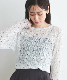GLOBAL WORK ストレッチ総レースプルオーバー長袖/580886 グローバルワーク トップス カットソー・Tシャツ ベージュ ブラック ピンク ホワイト グレー ブラウン