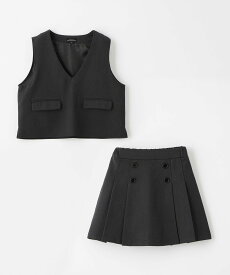 【SALE／50%OFF】UNITED ARROWS green label relaxing ベスト + タックスカート セット / キッズ 100cm-130cm ユナイテッドアローズ アウトレット ワンピース・ドレス ワンピース グレー