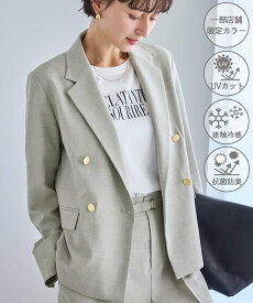 ROPE' PICNIC カナパ 金ボタンジャケット/セットアップ対応・UV・抗菌防臭・接触冷感 ロペピクニック ジャケット・アウター テーラードジャケット・ブレザー グレー グリーン ネイビー ベージュ【送料無料】