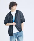 【透かし編み】バイアス メッシュニットポロ / ニットシャツ