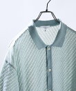 【透かし編み】バイアス メッシュニットポロ / ニットシャツ