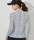 ウェーブボーダー柄ハーフジップ長袖プルオーバー/UV・吸水速乾・接触冷感