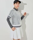 ウェーブボーダー柄ハーフジップ長袖プルオーバー/UV・吸水速乾・接触冷感