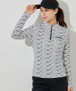 ウェーブボーダー柄ハーフジップ長袖プルオーバー/UV・吸水速乾・接触冷感