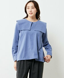 【SALE／60%OFF】MELROSE CLAIRE 【甘くなり過ぎないプレーンなビッグカラープルオーバー♪旬なスタイリングに】 メルローズクレール トップス カットソー・Tシャツ ホワイト ブルー グレー ブラック