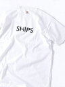SHIPS SU:【一部WEB限定カラー】SHIPSロゴエンブロイダリーTシャツ シップス カットソー Tシャツ ホワイト ベージュ ブラウン イエロー ネイビ...