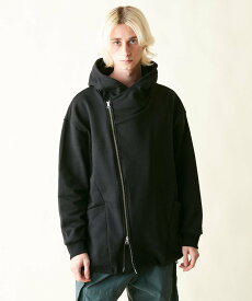 rehacer rehacer:Slant Zip Hoodie レアセル トップス パーカー・フーディー ブラック ブルー グレー【送料無料】