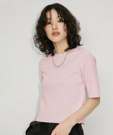 ADAM ET ROPE' FEMME 【サステナブル・洗える】クールタッチショートニットTシャツ アダムエロペ トップス カットソー・Tシャツ ブラック ホワイト ピンク【送料無料】