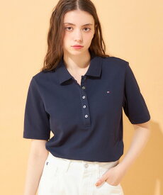 TOMMY HILFIGER (W)TOMMY HILFIGER(トミーヒルフィガー) レギュラーカラーピケショートスリーブポロシャツ トミーヒルフィガー トップス ポロシャツ ネイビー ホワイト【送料無料】