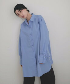 LIAN 袖リボンチュニックシャツ リアン トップス シャツ・ブラウス ホワイト グレー ブラウン ブルー【送料無料】