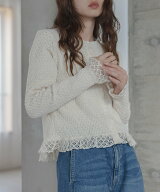 Sonny Label レースシャーリングフリルカットソー サニーレーベル トップス カットソー・Tシャツ ブラッ…