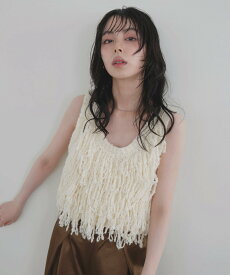 LIAN フリンジニットベスト リアン トップス ニット グレー ブラウン ホワイト【送料無料】