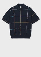 Paul Smith マルチカラーチェック 半袖ニットポロ ポール・スミス トップス ニット ネイビー ホワイト【…