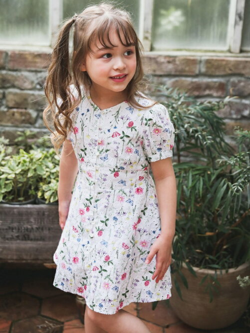 Bebe Online Store パフ スリーブ ローン レース ボタニカル プリント キャザー ワンピース 90 140cm Rakuten Fashion 楽天ファッション 旧楽天ブランドアベニュー Cq49