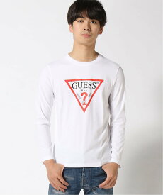 【SALE／30%OFF】GUESS (M)Triangle Logo L/S Tee ゲス トップス カットソー・Tシャツ ブラック ホワイト