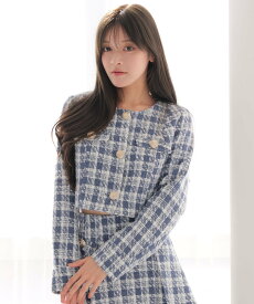 【SALE／50%OFF】LIP SERVICE LIP SERVICE/(W)スプリングツイードノーカラージャケット リップサービス ジャケット・アウター ノーカラージャケット ホワイト ブルー ベージュ【送料無料】