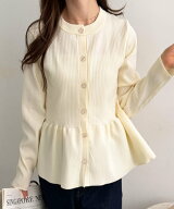 【SALE／30%OFF】GeeRA ペプラムフリルカーデ ジーラ トップス カーディガン ブラック グレー ホワイト