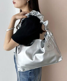 【SALE／10%OFF】one after another NICE CLAUP ハートミラーチャーム付ドロストBAG ワンアフターアナザー ナイスクラップ バッグ その他のバッグ シルバー ホワイト ブラック【送料無料】