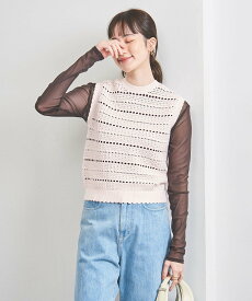 【SALE／80%OFF】UNITED ARROWS クロシェ風 スカラップ ニットベスト ユナイテッドアローズ アウトレット トップス ベスト・ジレ ホワイト ブラック ピンク