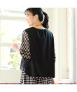 【洗える・綿100%・セットアップ可・L~4Lサイズ】袖ギンガムブラウス