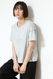 【SALE／20%OFF】human woman ◆≪arrive 5e≫ハイゲージ天竺プルオーバーカットソー ヒューマン ウーマン トップス カットソー・Tシャツ ブルー ホワイト【送料無料】