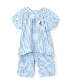 【SALE／60%OFF】petit main 【リンク】パフスリーブWガーゼパジャマ(キッズ) ナルミヤオンライン インナー・ルームウェア パジャマ ベージュ ピンク ブルー