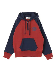 A BATHING APE A BATHING APE HALF ZIP PULLOVER HOODIE ア ベイシング エイプ トップス パーカー・フーディー レッド ホワイト【送料無料】