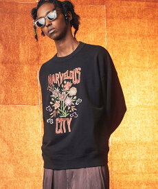 MAISON SPECIAL Prime-Over Flower Embroidery Crew Neck Sweat Pullover メゾンスペシャル トップス スウェット・トレーナー ブラック ベージュ【送料無料】