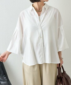 【SALE／44%OFF】Jena espace merveilleux 袖タックドルマンシャツ ジェナエスパスメルヴェイユ トップス シャツ・ブラウス ベージュ ホワイト ネイビー【送料無料】