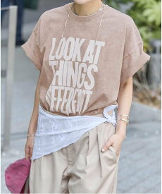 JOURNAL STANDARD 《追加4》ラウンドヘムピグメントT ジャーナル スタンダード トップス カットソー・Tシャツ ホワイト ブルー ブラウン ベージュ【送料無料】