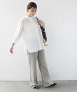 <洗濯機可能>タイプライター レース 襟 ピンタック シャツ