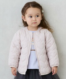 petit main 【リンク】ハートキルティングジャケット(キッズサイズ) ナルミヤオンライン ジャケット・アウター ブルゾン・ジャンパー ブラウン ホワイト ピンク