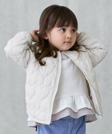 petit main 【リンク】ハートキルティングジャケット(キッズサイズ) ナルミヤオンライン ジャケット・アウター ブルゾン・ジャンパー ブラウン ホワイト ピンク