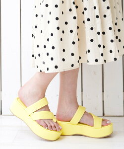 attagirl 厚底トングミュールサンダル アタガール シューズ・靴 サンダル イエロー