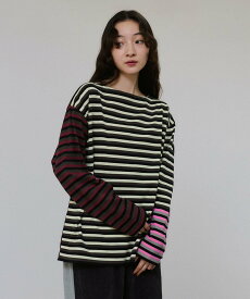【SALE／40%OFF】ADAM ET ROPE' FEMME 【G.F.G.S. for ADAM ET ROPE'】別注ボートネックボーダー アダムエロペ トップス カットソー・Tシャツ ピンク【送料無料】