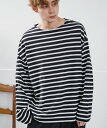 【SALE／20%OFF】improves オリジナル ボートネック ボーダー ロンT インプローブス トップス カットソー・Tシャツ ブラック ホワイト