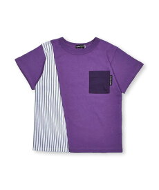 【SALE／50%OFF】BeBe 胸ポケット付きストライプドッキングTシャツ(80~150cm) ベベ オンライン ストア トップス カットソー・Tシャツ グレー パープル