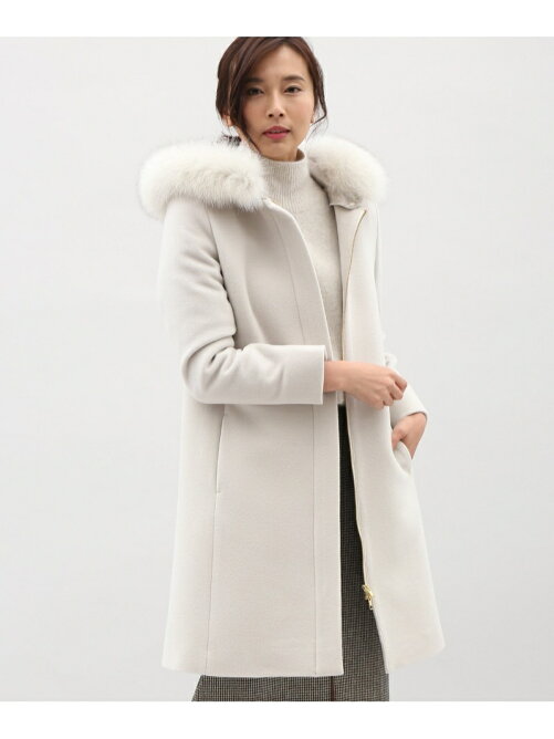 Ined ファーフード付きノーカラーコート Pontetorto Fudge11月号