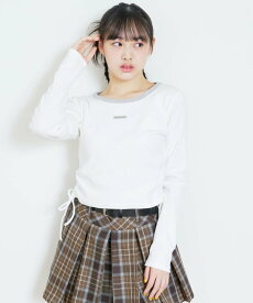 Lovetoxic ドロストクロップドテレコ長袖T ナルミヤオンライン トップス カットソー・Tシャツ ホワイト