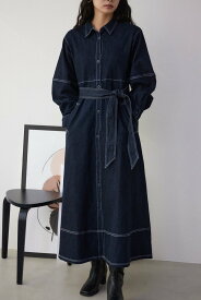 【SALE／40%OFF】AZUL BY MOUSSY 配色ステッチデニムシャツワンピース アズールバイマウジー ワンピース・ドレス ワンピース ホワイト ブラウン【送料無料】