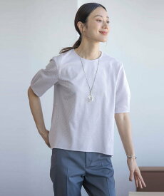 J.PRESS LADIES L 【WEB限定カラーあり・抗菌消臭・吸水速乾】サッカージャージー 5分袖 ペプラム カットソー ジェイプレス トップス カットソー・Tシャツ パープル ネイビー グレー ブラウン ブルー【送料無料】