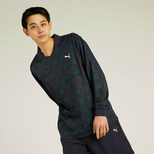 �ySALE�^30%OFF�zPUMA �����Y ���[�h���[�u ESS+ �t�b�g�{�[�� �`�F�b�N ���� �V���c WORDROBE ESS+ FOOTBALL SHIRT �v�[�} �g�b�v�X �J�b�g�\�[�ET�V���c �l�C�r�[�y���������z