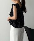 callautia 花柄ノースリーブフリルトップス