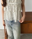 callautia 花柄ノースリーブフリルトップス
