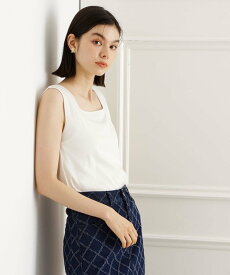 【SALE／20%OFF】THE SHOP TK 【ひんやり】前後2WAY スクエアタンクトップ ザ ショップ ティーケー トップス アンサンブル ホワイト ブラック カーキグリーン ブラウン