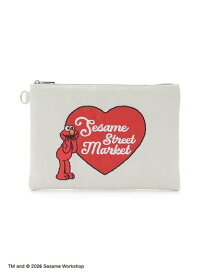 SESAME STREET MARKET 【BIG HUGS,BIG HEARTS】フラットポーチ セサミストリートマーケット 財布・ポーチ・ケース ポーチ レッド ピンク