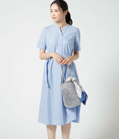 【SALE／23%OFF】NEWYORKER WOMEN L-SIZE 【L】タイプライターストライプ 共地ベルト付半袖ワンピース ニューヨーカー エルサイズ ワンピース・ドレス ワンピース ブルー【送料無料】